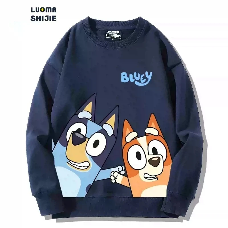 2024 New Bluey Animation Surrounding Parent-Child Clothing Cartoon Bingo Group Teqili Hoodie Custom Cotton Loose Children Gift