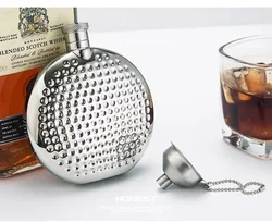 Exquisite 6OZ Hip Flask with Funnel Circular Whisky Flask Vodka Wine Pot Pocket Liquor Bottle Stainless Travel Alcohol Container