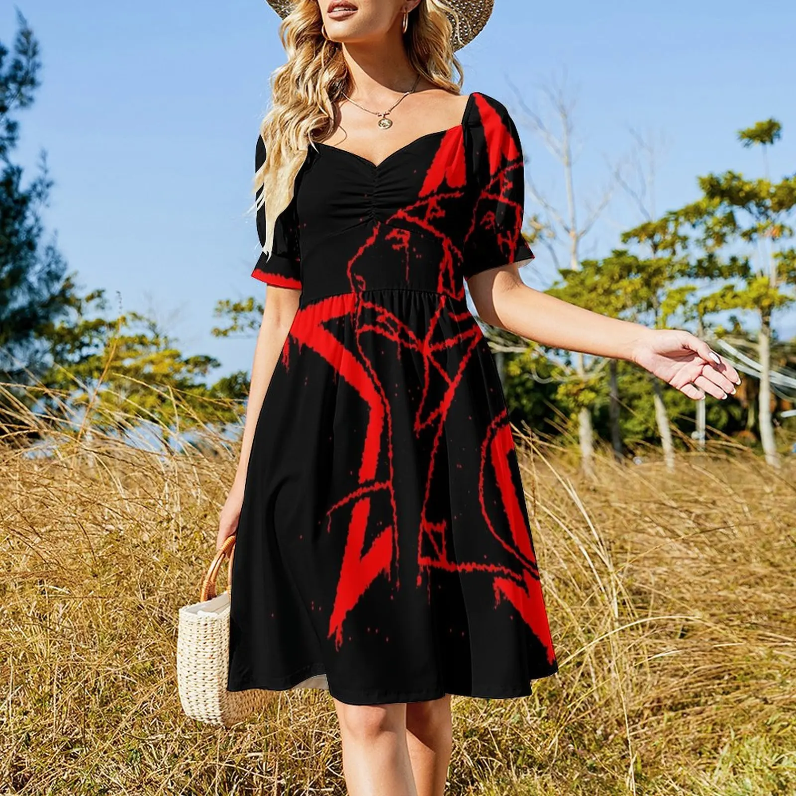 The Sisters of Mercy Blood Splatter Design Short Sleeved Dress prom dresses summer dress daily Dress