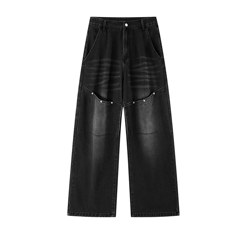 Jeans men 2025 New Style Mens Baggy Jeans Distressed Washed Denim Trousers Creative Pockets Design Hip Hop Casual Wear