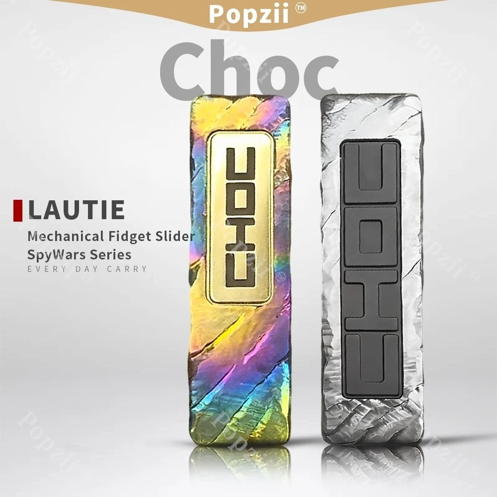 LAUTIE Choc EDC Zirconium Stone Pattern Carving Mechanical Push Slider Metal Juguetes Anti Ansiedad Cool Gadget Fidgeting Toys