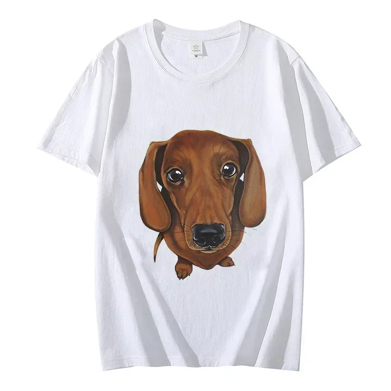 Camiseta de gran tamaño con perro salchicha y Pug, camisetas de manga corta para hombre y mujer, camiseta blanca para hombre, ropa de calle con perros divertidos, camisetas de marca para hombre