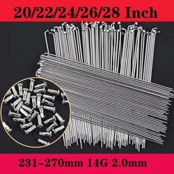 Bicycle Spokes 20/22/24/26/28 40PCS 231-270mm 14G 2.0mm Diameter Stainless Steel Silvery With Nipples Road Bike MTB Folding