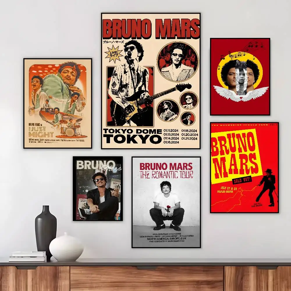 Singer Silk Sonic Bruno Mars Poster Art HD Canvas Advanced Aesthetic Printing Paper Wall Art for Living Room Home Decor