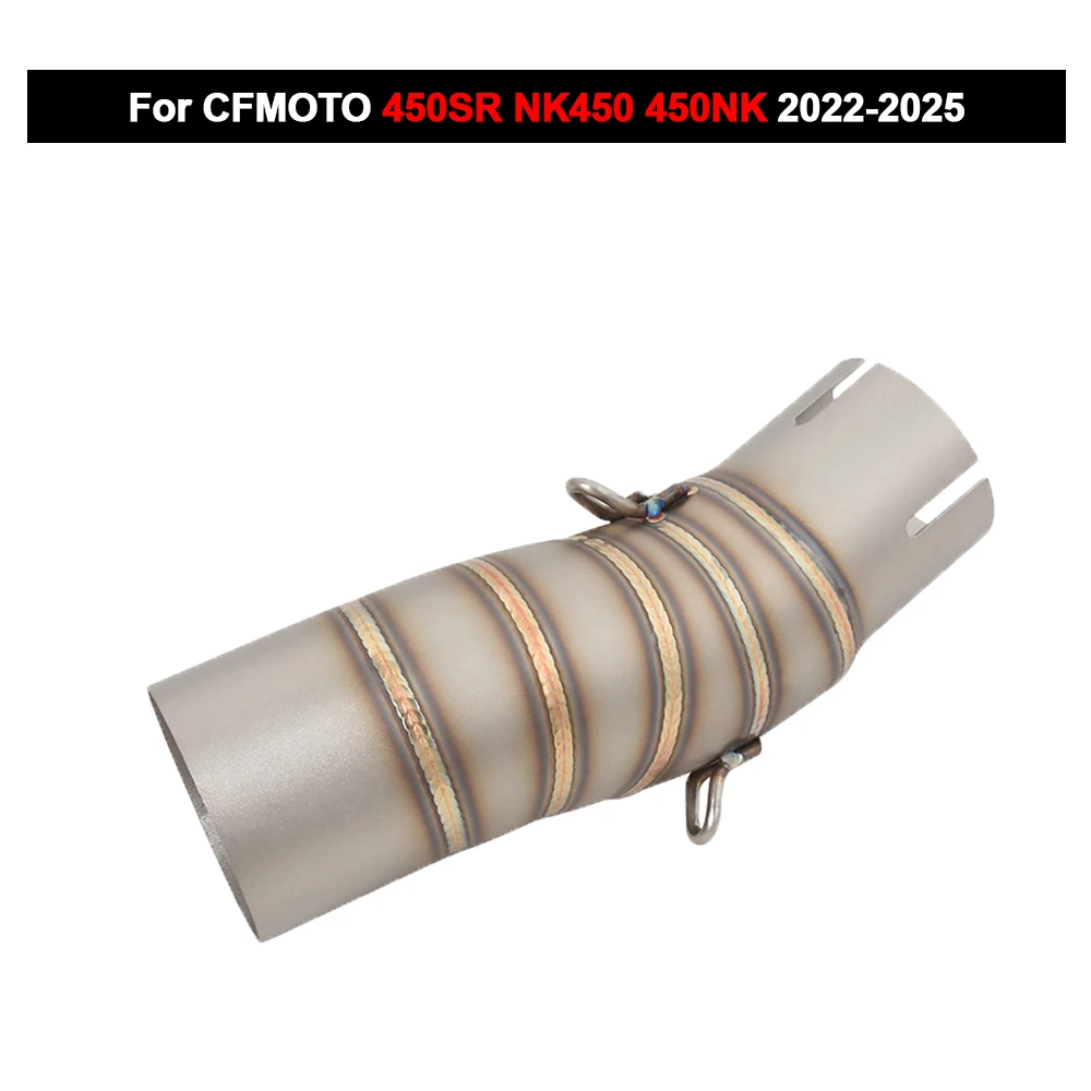 ل CFMOTO 450SR NK450 450NK 2022-2025 دراجة نارية العادم الهروب موتو الفولاذ المقاوم للصدأ الخمار الأوسط وصلة الأنابيب
