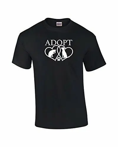 Adopt Animals Heart Love T shirt Dog Puppy Rescue K9 Cat Kitten Pets Cute Fur