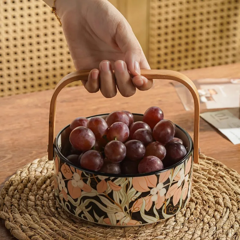 

Medieval Feng Shui Fruit Plate Home Living Room Tea Table Storage Hand Basket