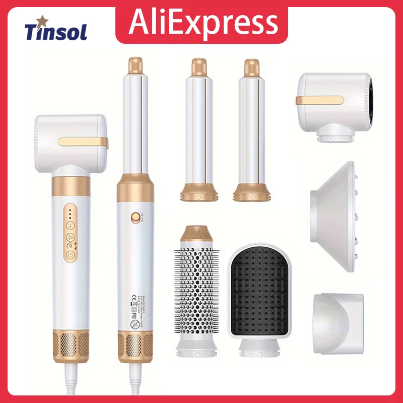 Tinsol 7 in 1 Hot Air Styling Comb Automatic Curling Iron Hair Styling Set with Diffuser Ionic Brushless High Speed Hair Dryer