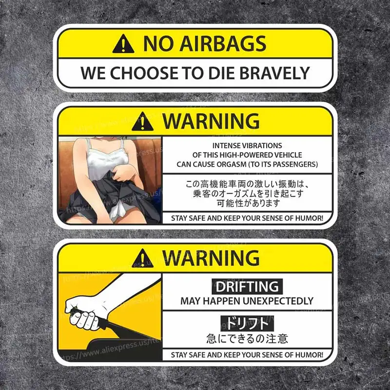 

Car Sticker Warning NO AIRBAGS WE CHOOSE TO DIE BRAVELY Car Window Decorative Sticker Decal for Car Decoration Y155
