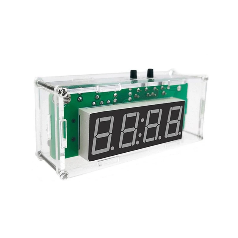 4-Digit Digital DIY Clock Kits With Acrylic Shell, DIY Alarm Clock Soldering Practice Kit For Learning Electronics