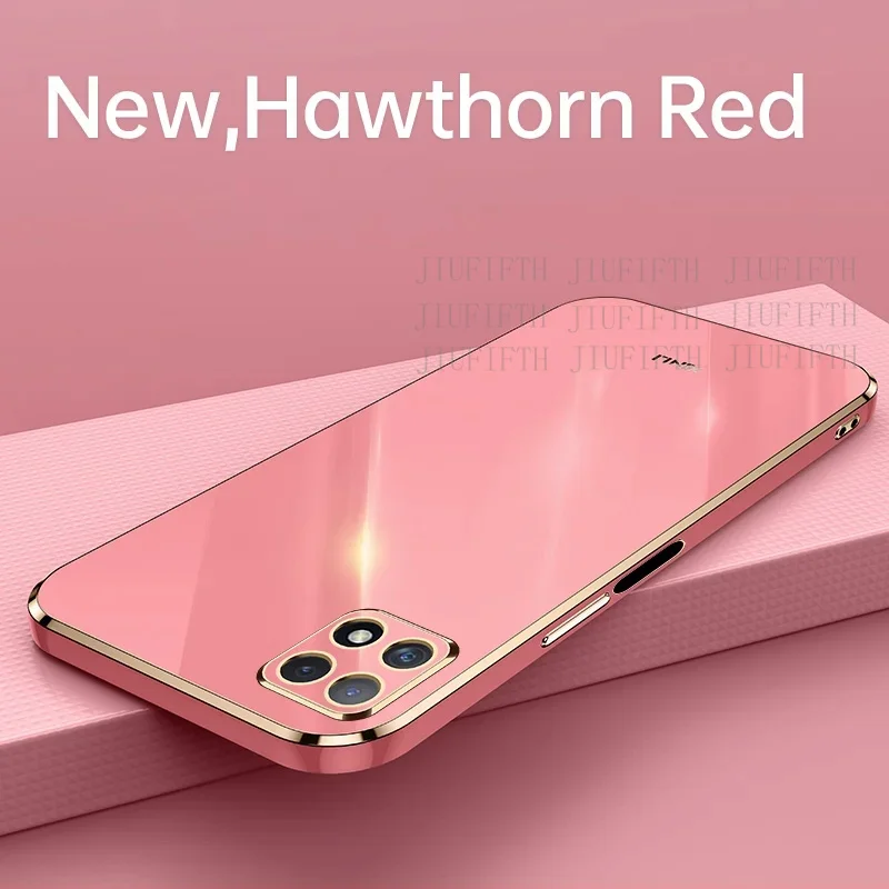 Casing For Samsung Galaxy A22 5G Solid Color Straight Edge 6d Plating Phone Case Anti-Shock Ultra Slim TPU Soft Back Cover Capa