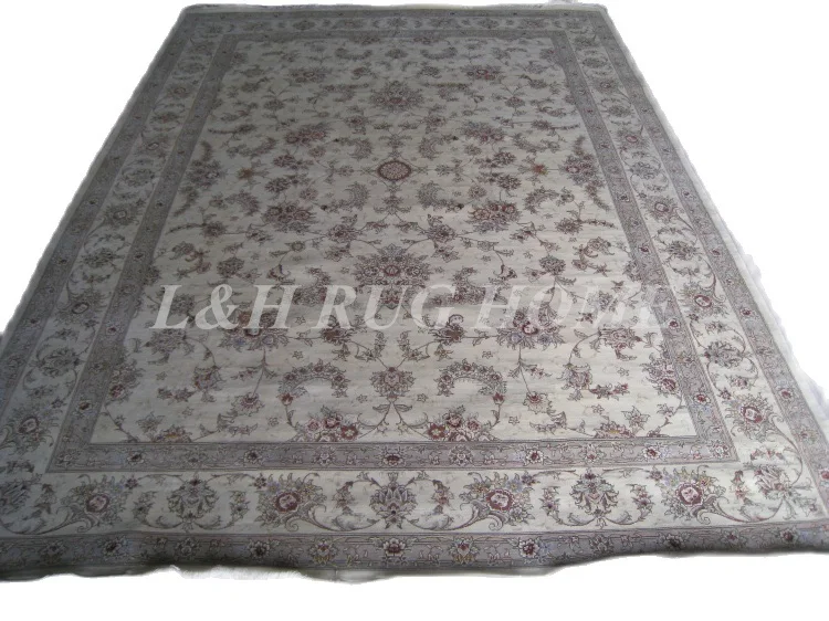 Free shipping 9'X12' 160 Line Hand-knotted  Wool and Silk Oriental Persian Rug handmade persian carpet