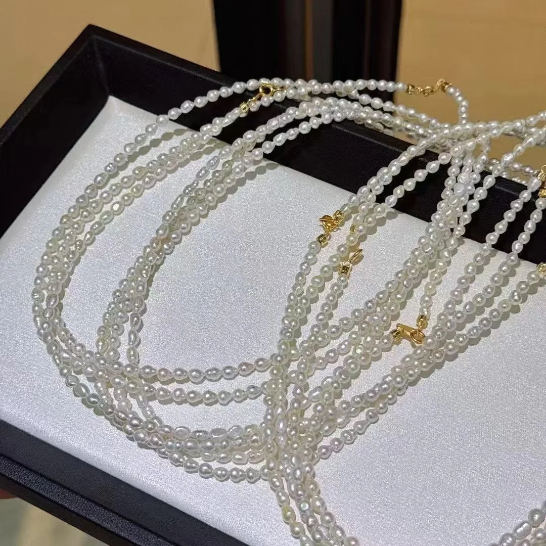 Certificate 925 Silver Freshwater Keshi Pearl Bead Choker Unisex Fashion Baroque Strand Necklace Women Men Modern String Jewelry