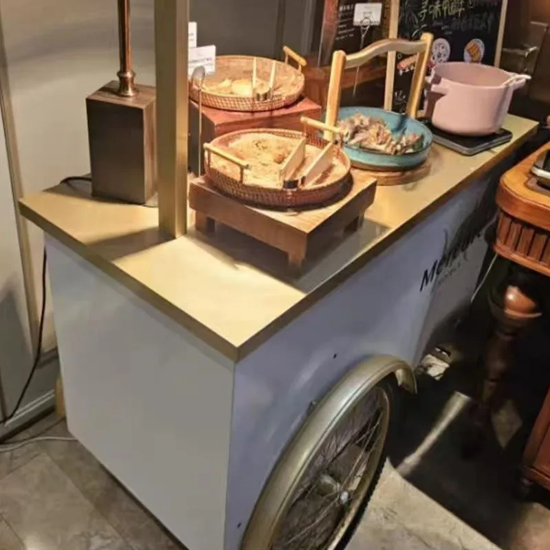 

float wrought iron stall mobile outdoor trolley shopping mall market dining car movable shelves commercial portable