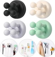 5 Pcs Silicone Toothbrush Holders Hook Waterproof Self Adhesive Wall Mounted Single Hook for Hanging Key Utility Plug Holder