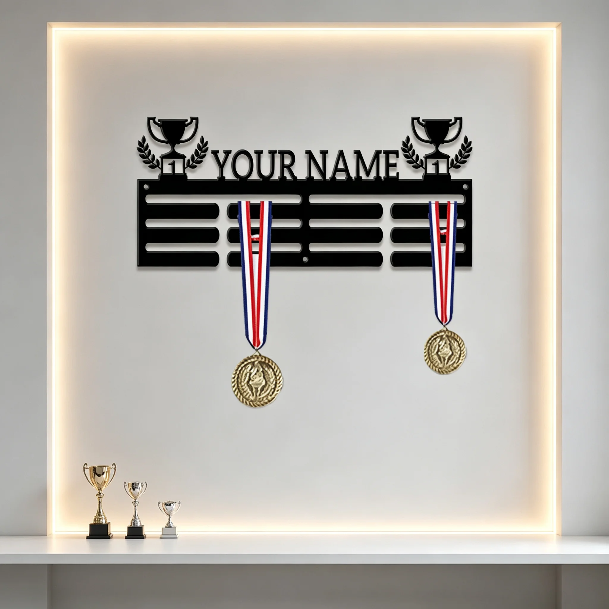 1pc Custom Classic Trophy Metal Medal Holder,Sports Carnival Hang Metal Wall Art Suitable for Running Marathon Sports Record