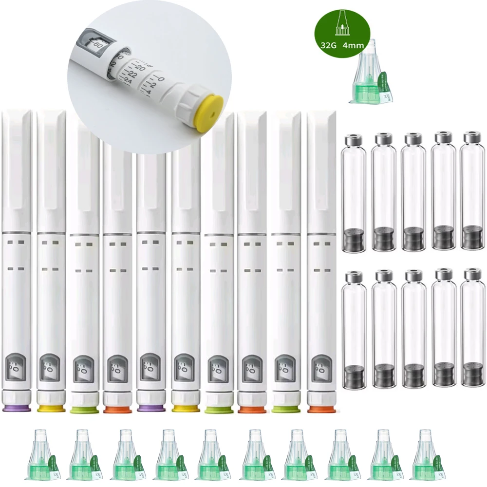 disposable Adjustable Disposable Sterile Injection Pen Insulin Injection Pen with 3ml Cartridges bottles 32G 4mm Pen Tip