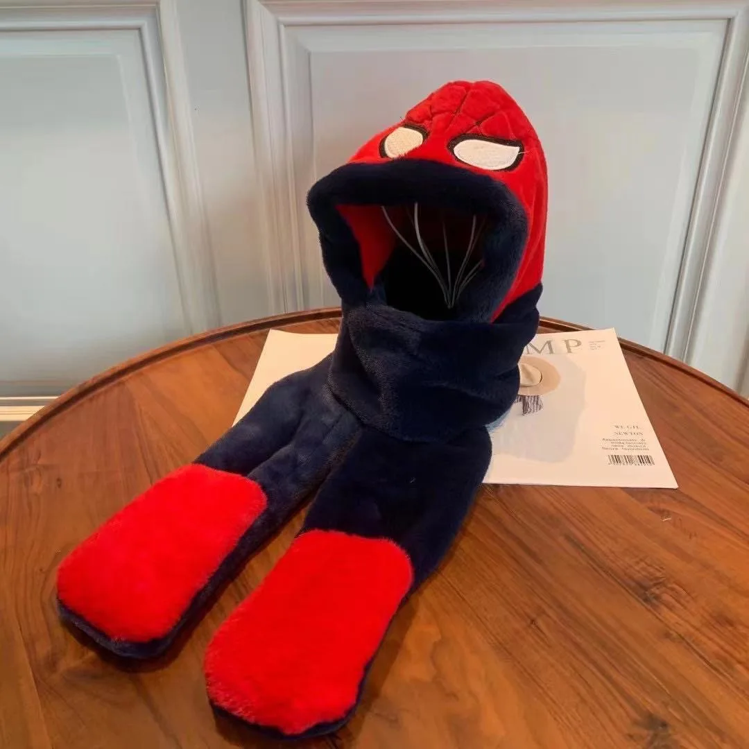 Disney Spider-Man bufanda sombrero guantes conjuntos lindo dibujos animados niño felpa protección contra el frío y retención de calor regalos de vacaciones