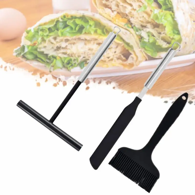 Stainless Steel French Crepe Spreader Crepe Spreader And Spatula Kit Pancake Like Batter Spreading Tools Pancake Cooking Tools