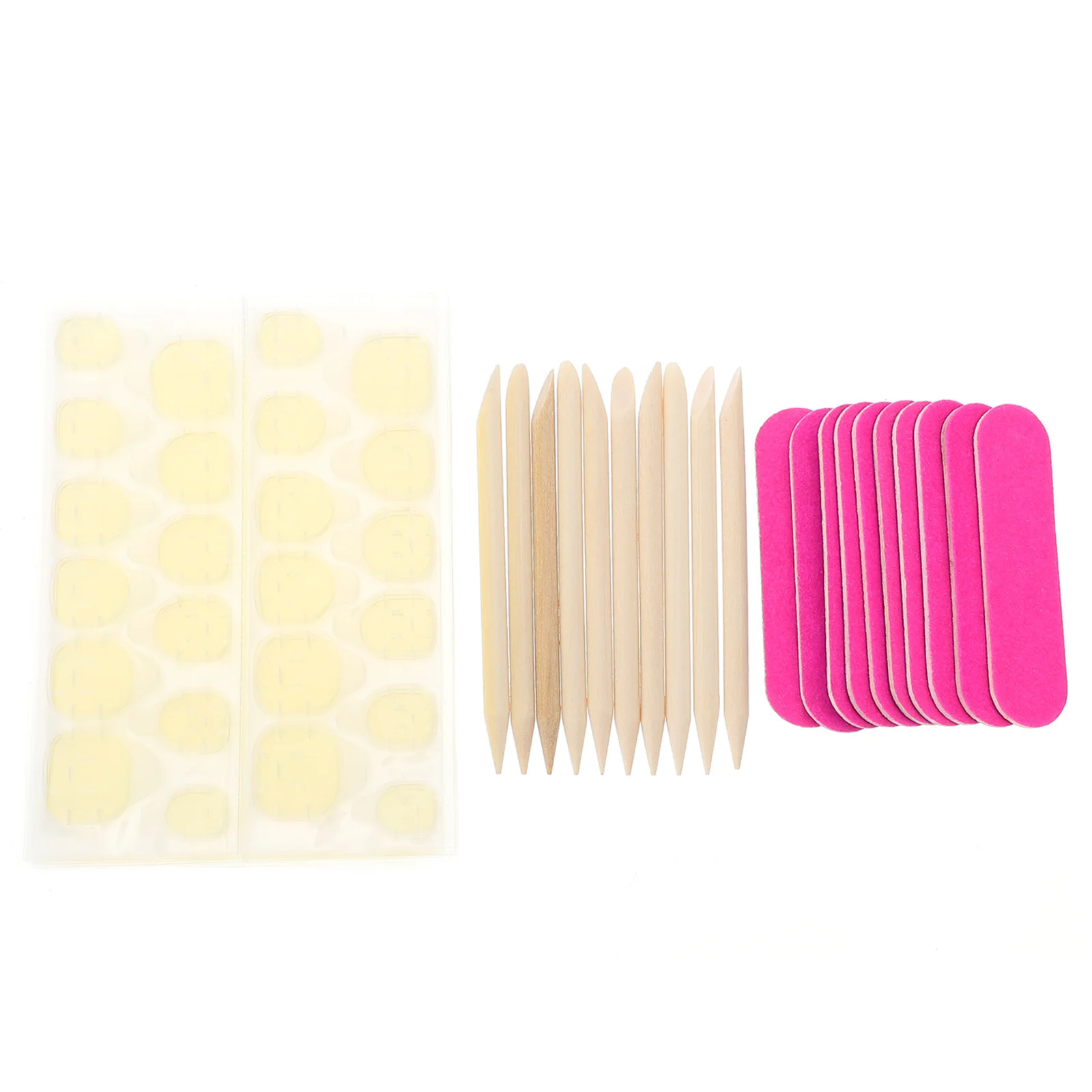 

40Pcs Fake Nail DIY Kit with Double Sided Stickers Nail File Wood Rods Manicure Tools for Quick At Home Nails