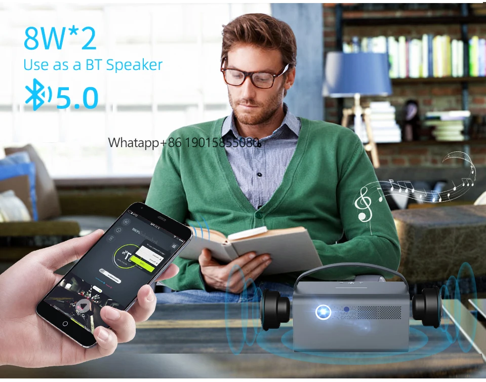 

Wifi Projector Android9 600 ANSI Dual systems 1280*800P Home Cinema Outdoor Portable interactive