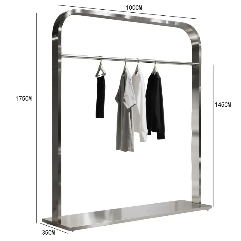Thickened Stainless Steel Island Clothing Display Rack Floor Hanger for Men's Store Custom