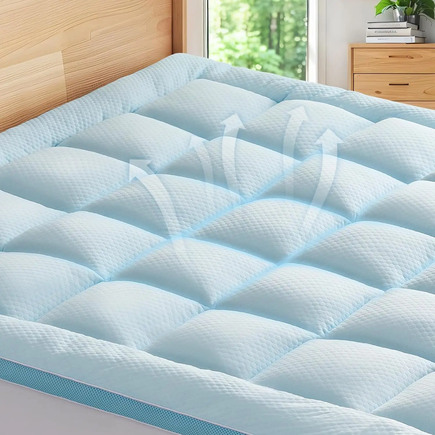 

Breathable Mattr Topper Pad Queen Size Cooling For Hot Sleepers, Extra Thi Soft 800 Gsm Quilted Bed Pad Cover With A Deep