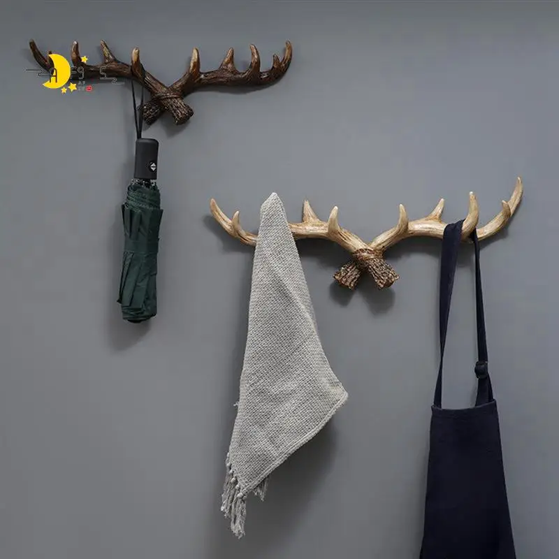 

AF95-Vintage Deer Antlers Wall Hooks -28Cm Wall Mounted Clothes Hanger Coat Rack Key Holder For Decorative Wall Hook