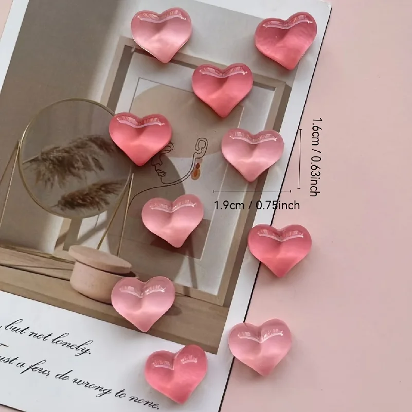 10pcs Heart-Shaped Resin Refrigerator Magnets - Multifunctional Kitchen and Office Whiteboard Decoration Magnets