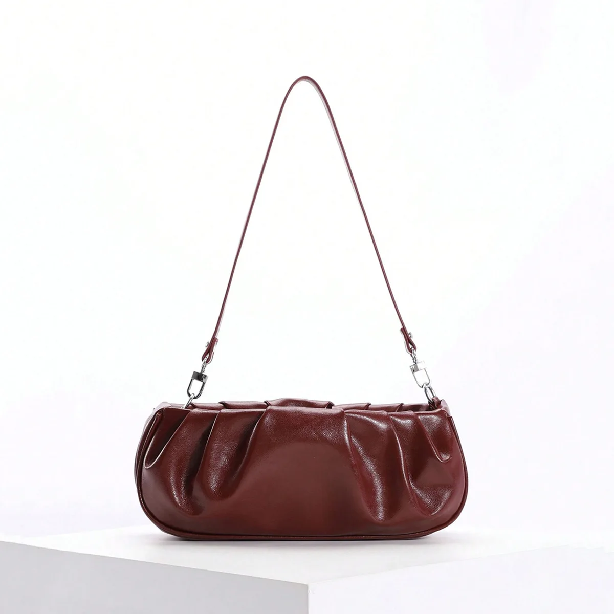 

Fashion Ruched Women Purses and Handbags NEW PU Leather Shoulder Bag Small Underarm Bags for Women Phone Flap Female Clutch Tote