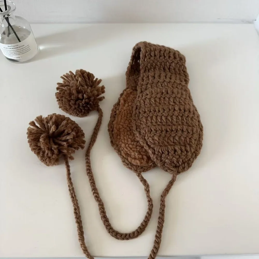 Windproof Winter Lace Up Earmuffs Foldable Headband Outdoor Anti-cold Earflap Wool Warmer Warm Knitted Scarf Cold Weather
