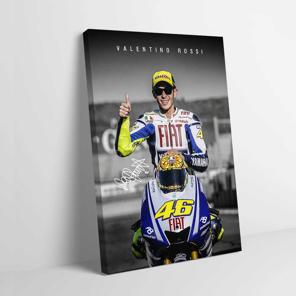 Legendary Racer Rossi VR46 on Motorcycle Printing Poster Pictures Wall Art Canvas Painting for Gaming Room Decoration Home Arts