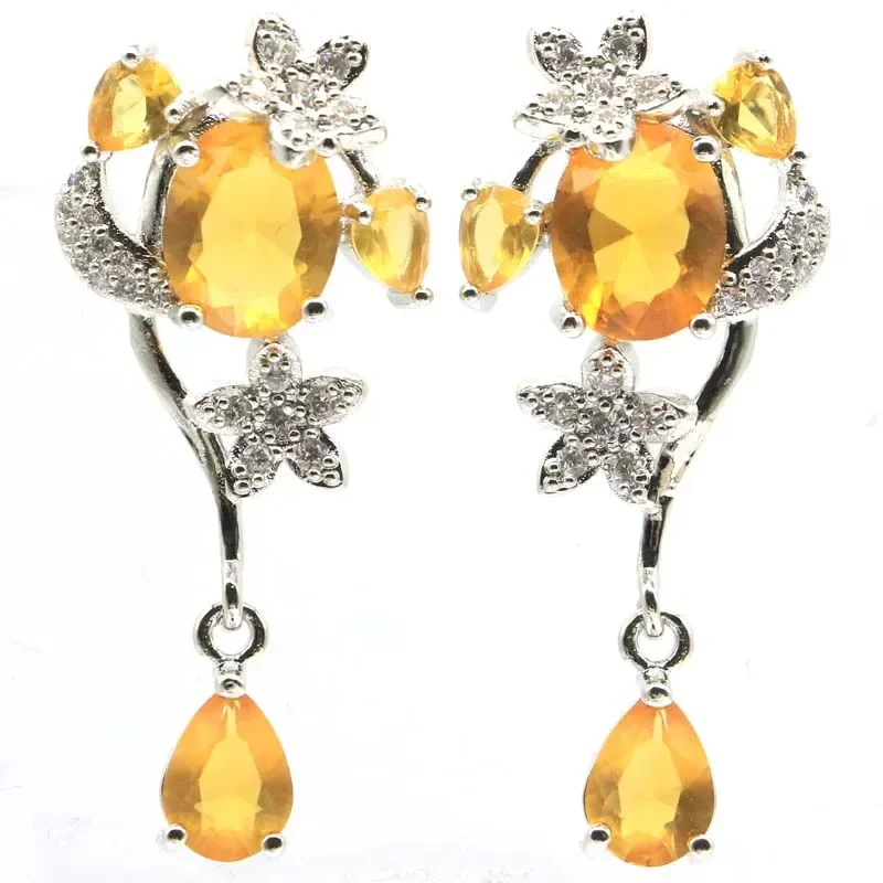 6.5 جرام مخصص 925 الصلبة الفضة الاسترليني أقراط ملونة البنفسجي تنزانيت التورمالين سموكي الزبرجد سيترين تنزانيت تشيكوسلوفاكيا