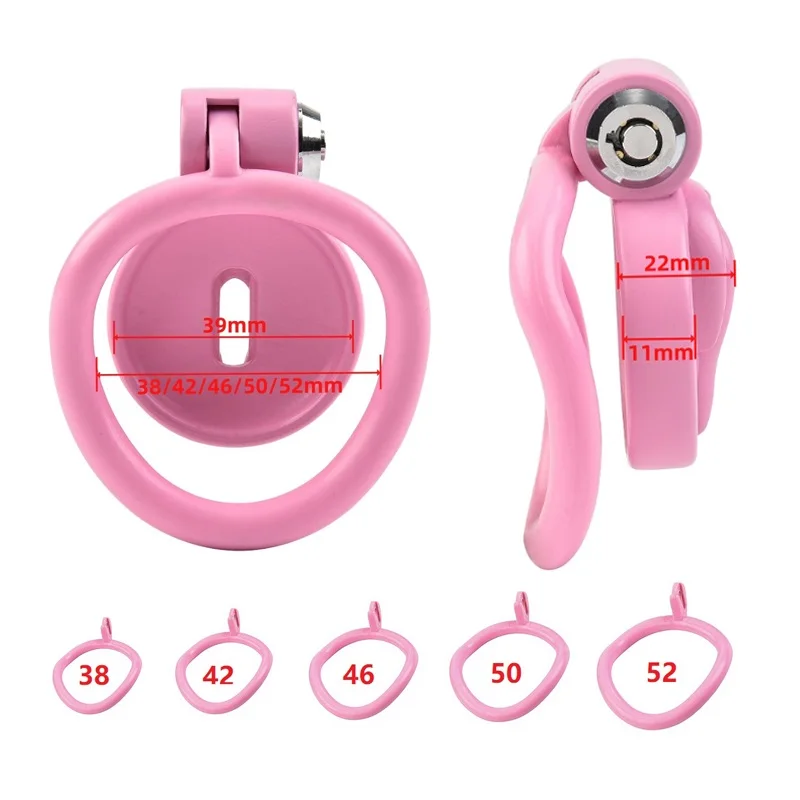 Pink Male Penis Chastity Cage Set Bird Chastity Cage Belt With 5 Size Rings Abstinence Lock Ring Lock Bondage Slave Man Sex Toy