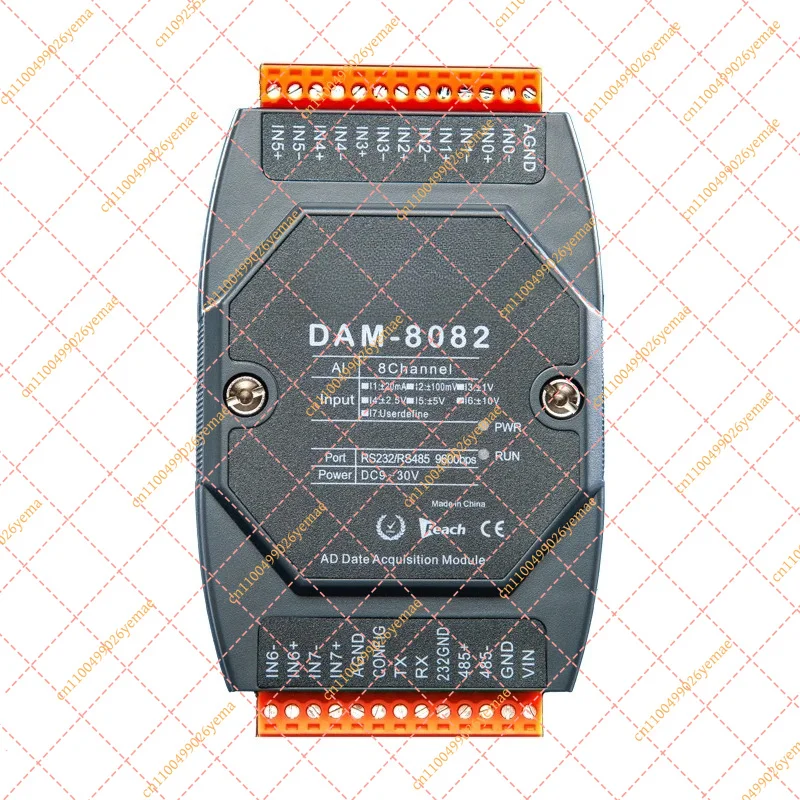8-Channel 0-10V Analog Input Module - 24-bit High Precision RS485/RS232 Data Acquisition with Modbus RTU (DAM8082)