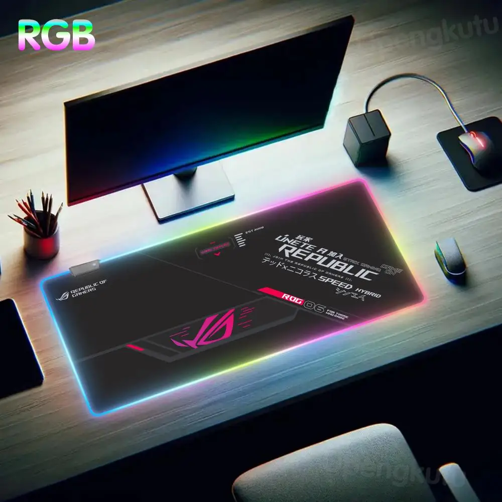 R_republic of G_gamers Mouse Pad RGB Boyfriend Gift Mouse Pad LED Large Almohadilla De Escritorio Size For E-sports Keyboard