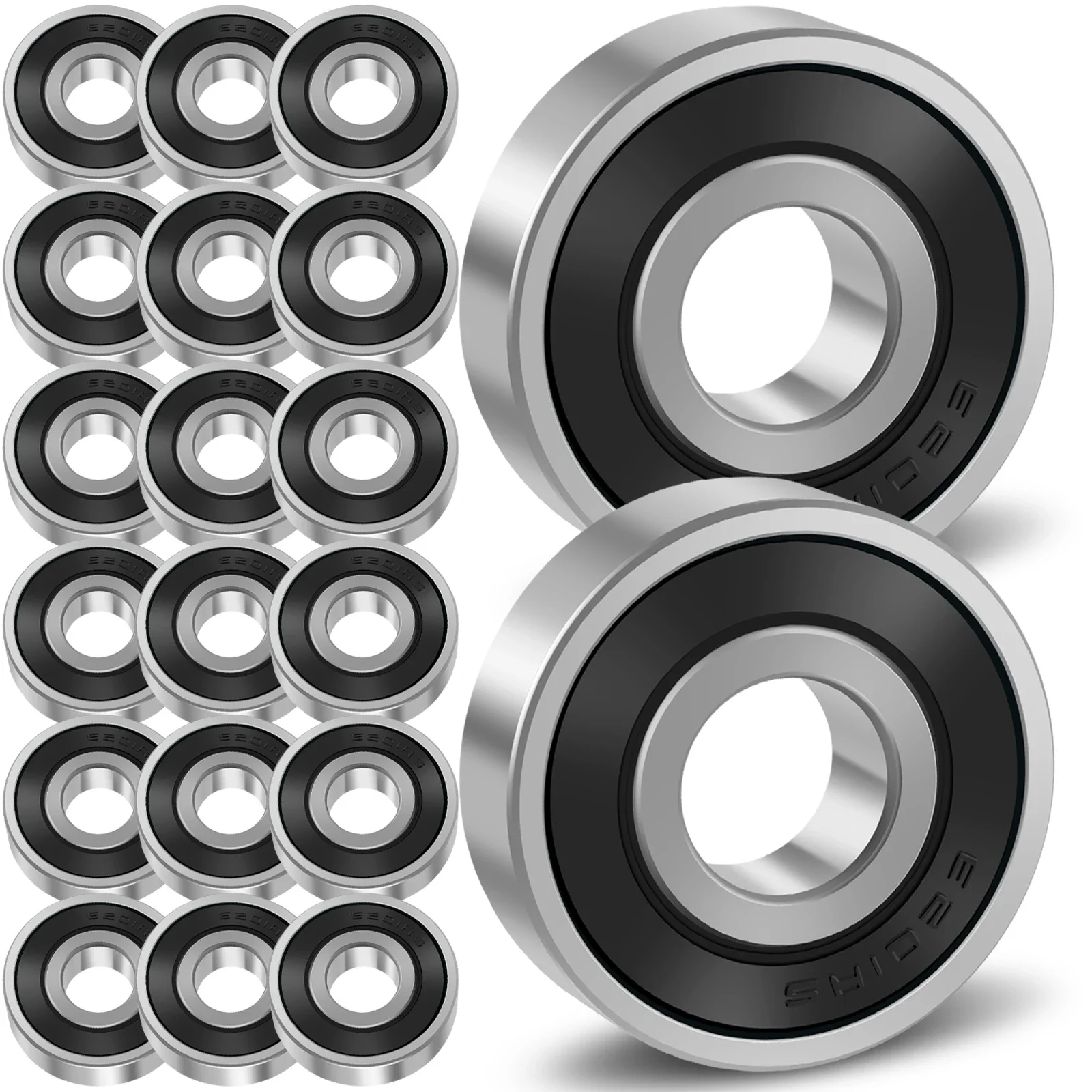 

20 PCS Ball Bearings Steel Double Rubber Sealed Miniature Deep Groove Ball Bearings for Inline Skates Scooters 6201-2RS 6202-2RS