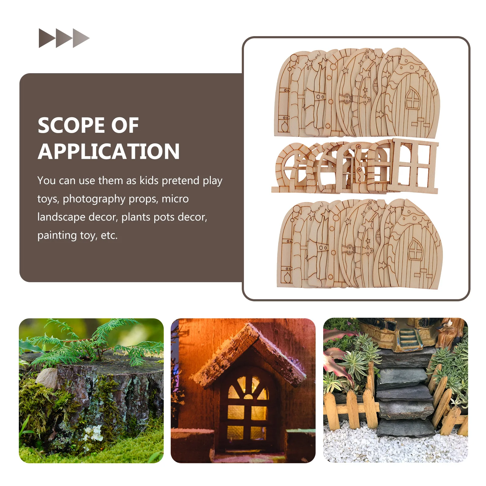 

64Pcs Mini Wooden Fairy Door Unfinished DIY Craft Fairy House Accessories Garden Decoration Painting Kit Mini Door