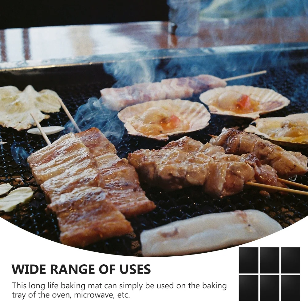 

6Pcs Bbq Grill Mat Heat Resistant Non-Stick Glass Fiber Reusable Baking Pad Oven Liner Barbecue Grill Sheet Baking Pad Mat