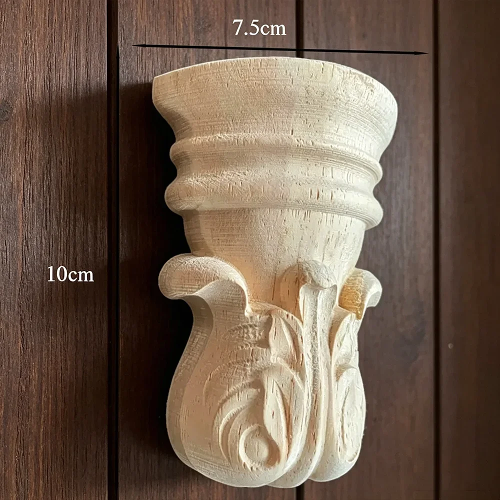 10cm Wooden Carved Applique Furniture Unpainted Mouldings Decal Onlay Home Decor Solid Wood Carving Decal European Furniture