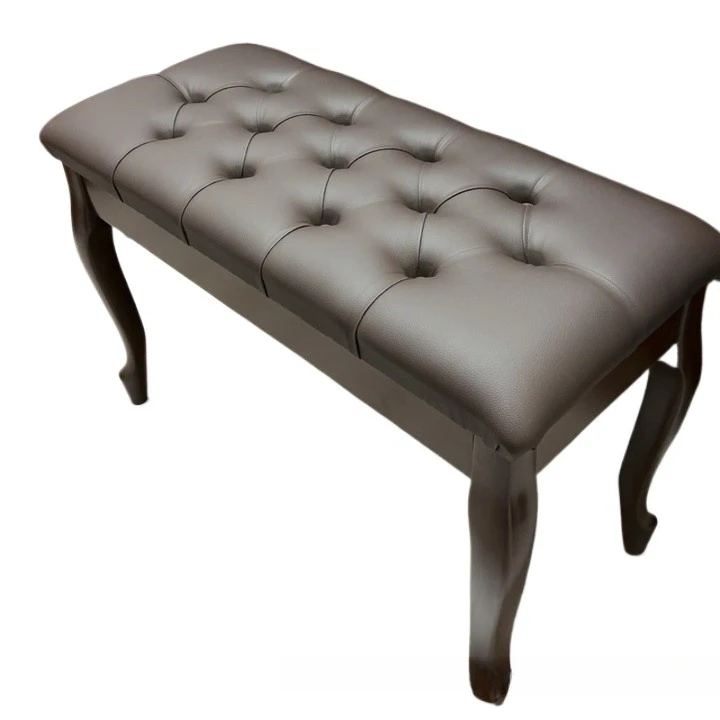 

Manufacturer Produces Piano Stool Solid Wood Bent Legs Double Seat with Book Box Piano Stool
