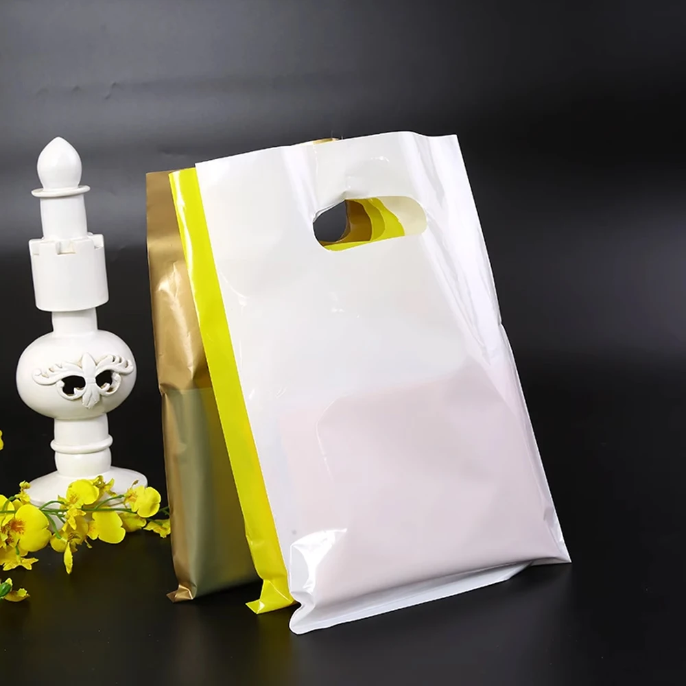 50/100 Stück Schmuck Kunststoff Einkaufstasche Hochzeit Geburtstag Gast Geschenkverpackung Boutique Shop Süßigkeiten Gebäck Geschäfte Organizer Beutel