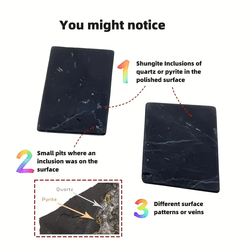 1/3/5 قطعة من رقع الهاتف Shungite الطبيعية، ملصقات مستطيلة من الجرافين المصقول يدويًا، مثالية لعيد الميلاد وعيد الشكر وعيد الحب