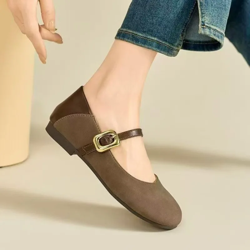 New Style Fashion Brand Women Flats Shoes Round Toe Shallow Slip on Ladies Casual Ballet Shoes Soft Leather Elegant Ballet Flats