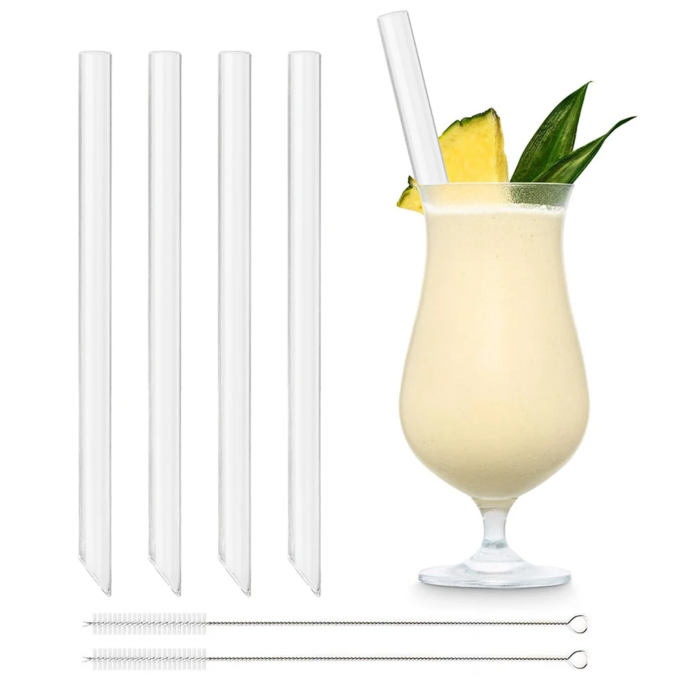 Reusable High Borosilicate Glass Straws Straight Drinking Straw Boba Bubble Tea Milk Smoothies Fruit Cocktails Bar Accessories