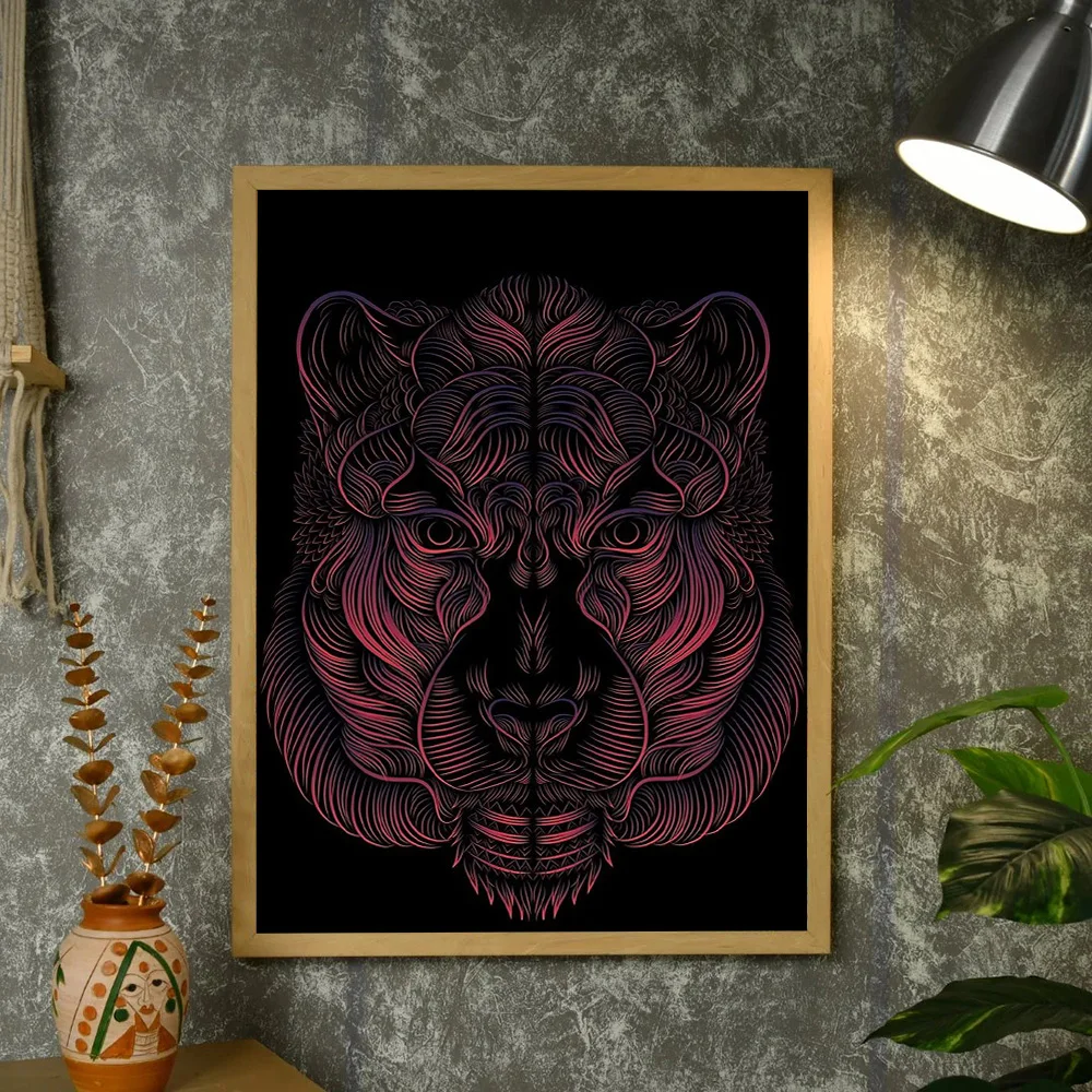 غير المؤطرة جدار الفن قماش يطبع الحيوان الأسد رئيس مجردة ديكور المنزل الحديث غرفة المعيشة غرفة نوم الفن هدية الصورة