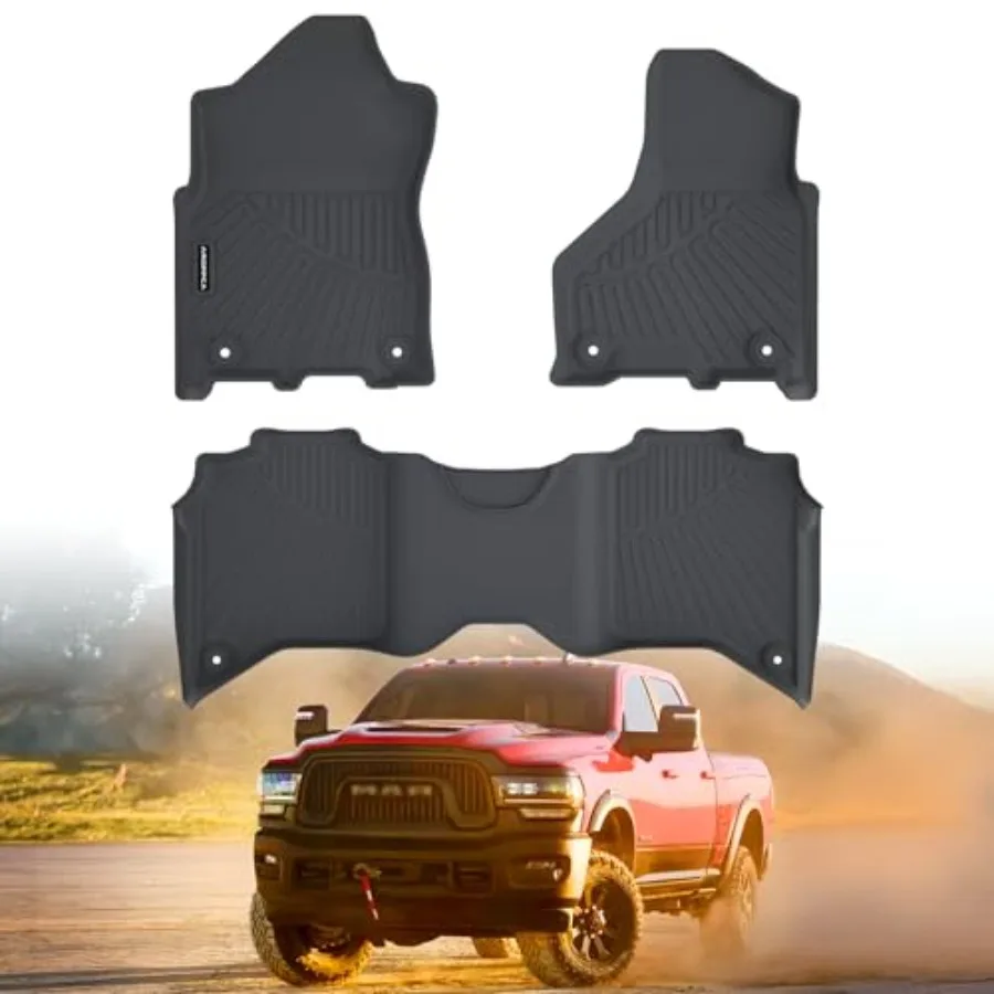 

Всепогодные автомобильные коврики для Ram 2500/3500 Crew-Cab 2019-2023, 2024 годов выпуска, для 1-го ряда сидений (кабинетные или складные), из TPE-резины, противоскользящие, полный комплект