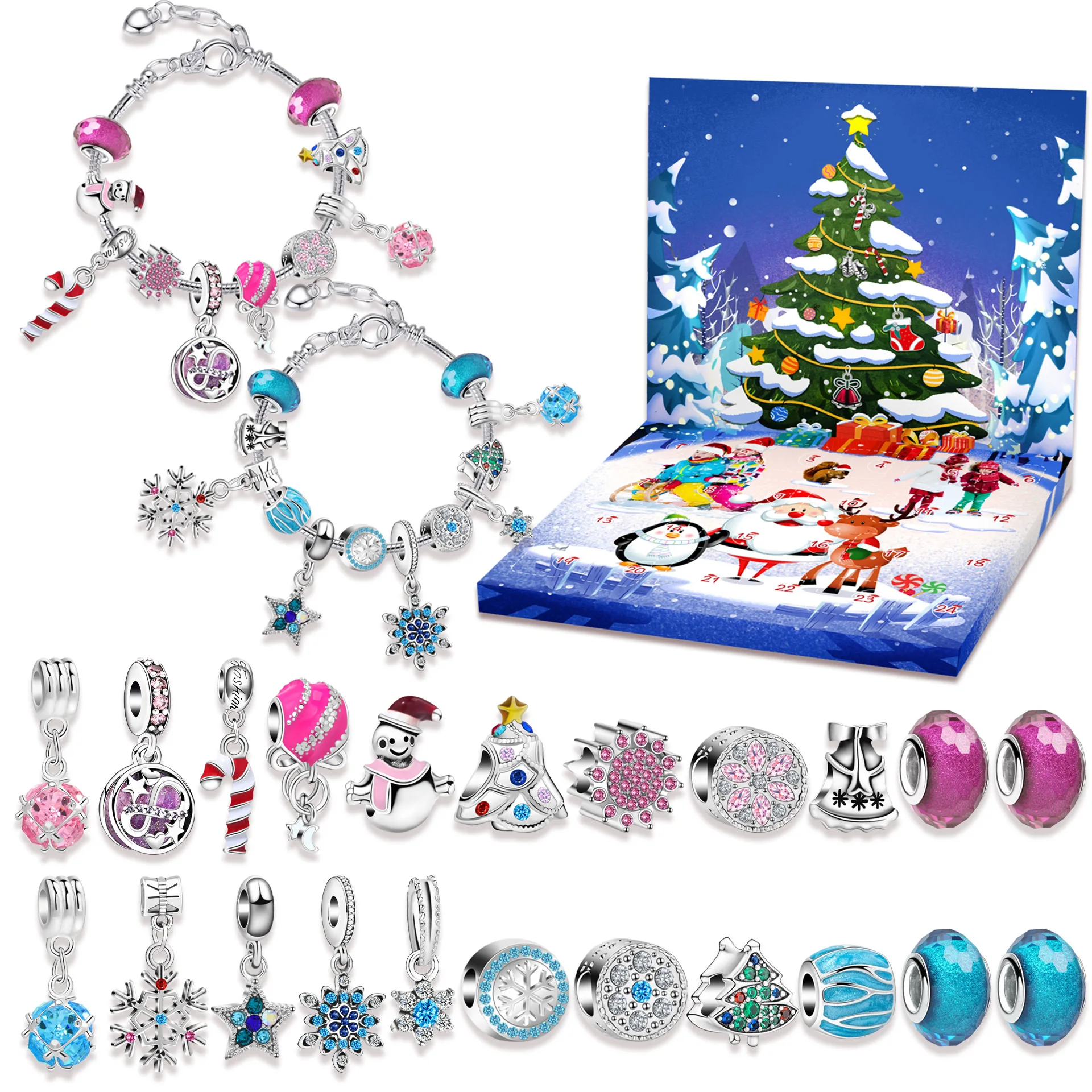 

Christmas Countdown 24 Days Calendar Bracelets 2025 For Girls Xmas Advent Calendar DIY Jewelry Making Kit Xmas Gift For Kids