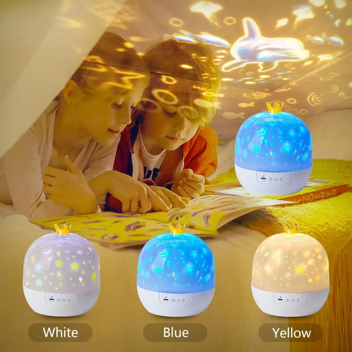 21 in 1 Fantasy Crown Projector Nightlight Galaxy Star Projection Lights Rotating LED Light Birthday Christmas Gifts Room Decor