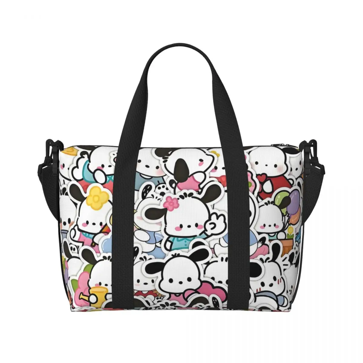 

Custom Cartoon Cute Pochacco Tote Bag Women Big Capacity Anime Gym Beach Travel Bags